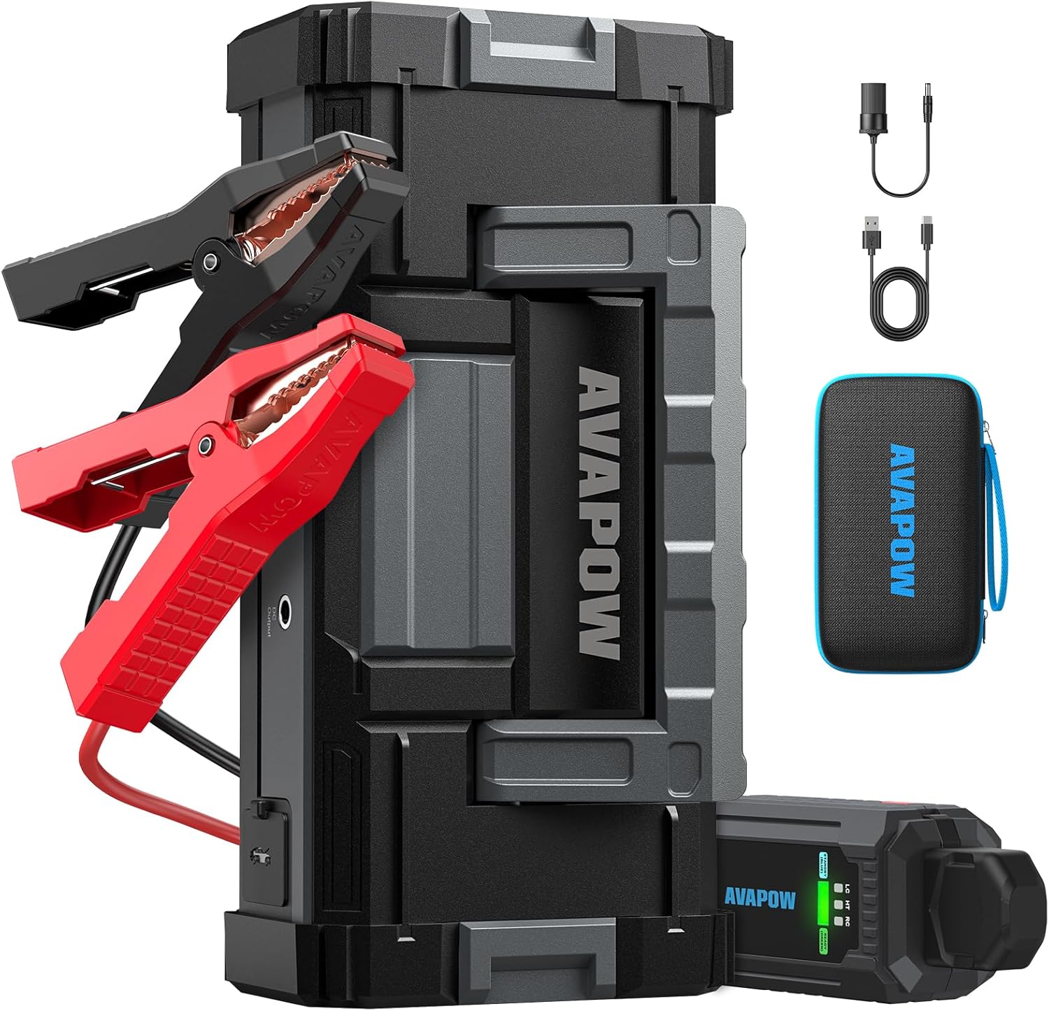 AVAPOW 6000A Car Battery Jump Starter Portable | 12V DC Output for All Gas or up to 12L Diesel, Jump Box for Car Battery with USB3.0 Power Bank