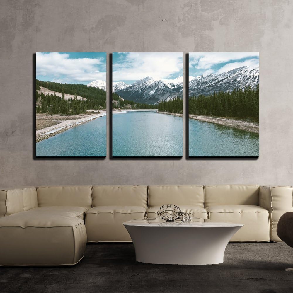 wall26 - 3 Piece Canvas Wall Art - Blue Ocean Waves - Modern Home Art Stretched and Framed Ready to Hang - 16"x24"x3 Panels