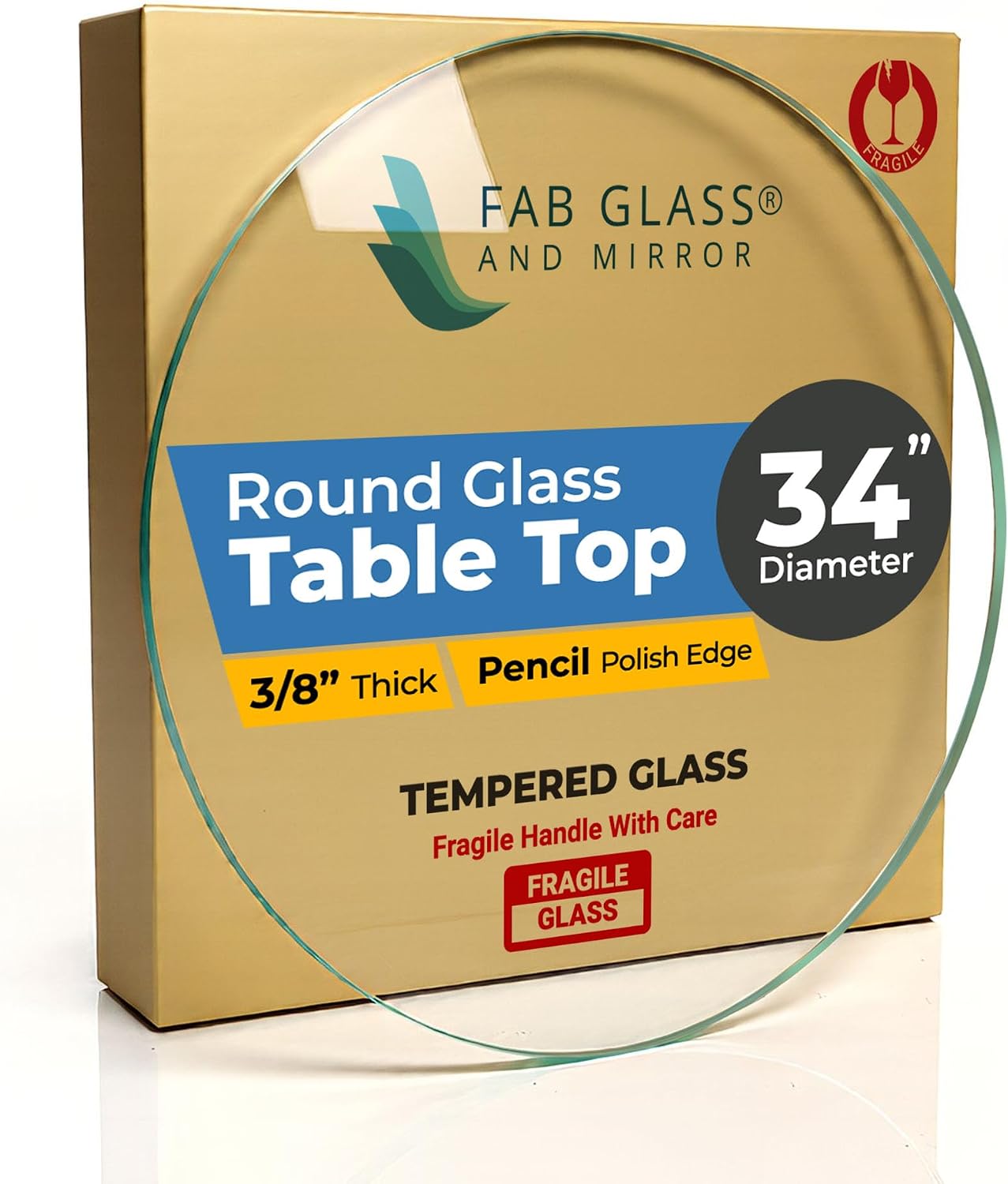 22 Inch Round Tempered Beveled Polished Edge Glass Table Top -1/2” Thick Round Glass Table Top–Heavy Duty, Dining, Coffee, and Office Tables by Fab Glass and Mirror