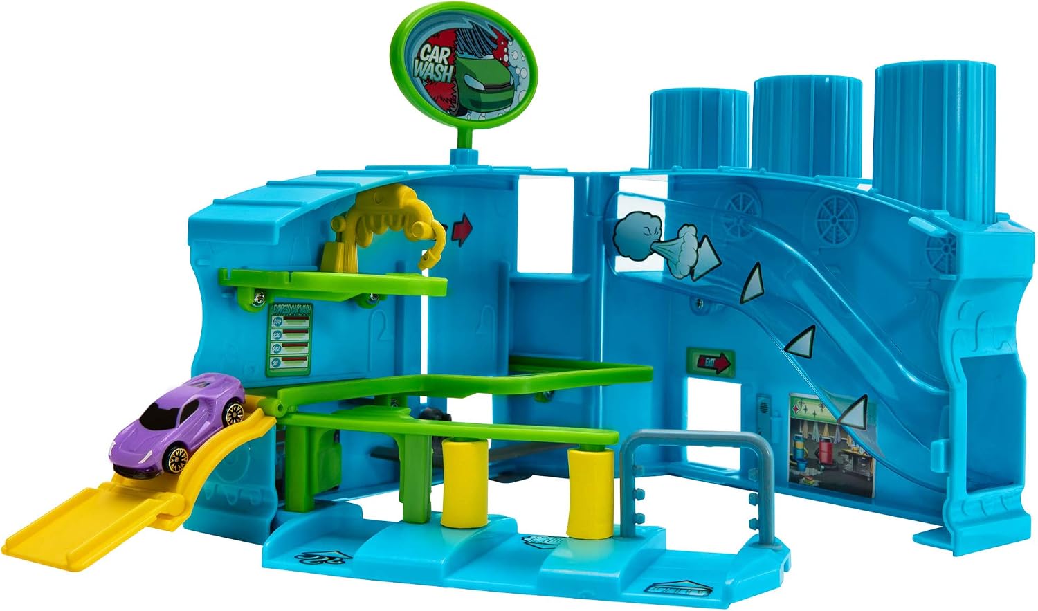 Micro Machines Core Playset, Car Wash Station - Expandable and Connectable to Other MM Sets, Includes One Exclusive Vehicle - Collect Them All