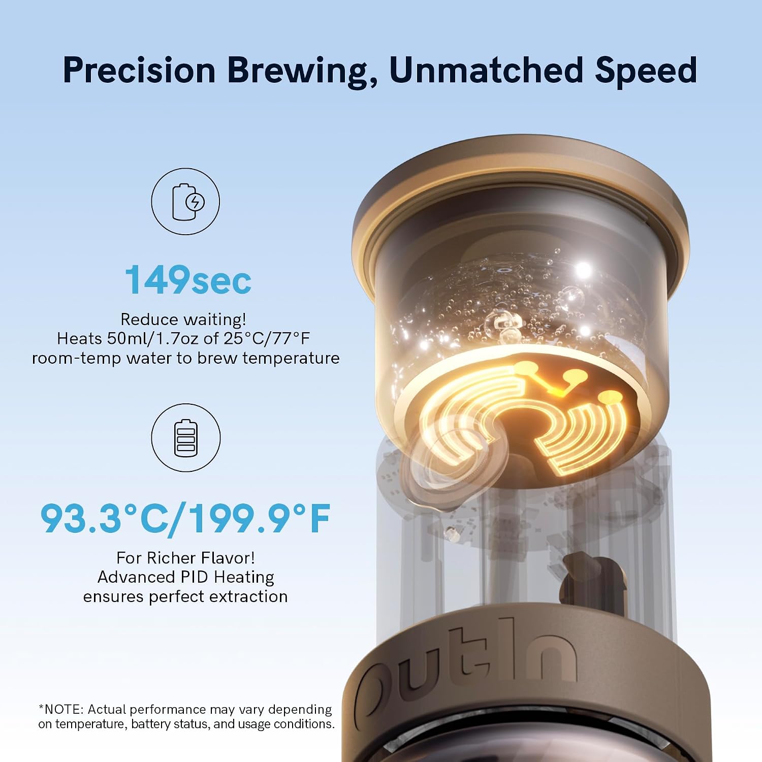OutIn Mino Portable Electric Espresso Machine for Travel with Self-Heating | Mini Camping Coffee Maker, Pocket-Sized Coffee Machine