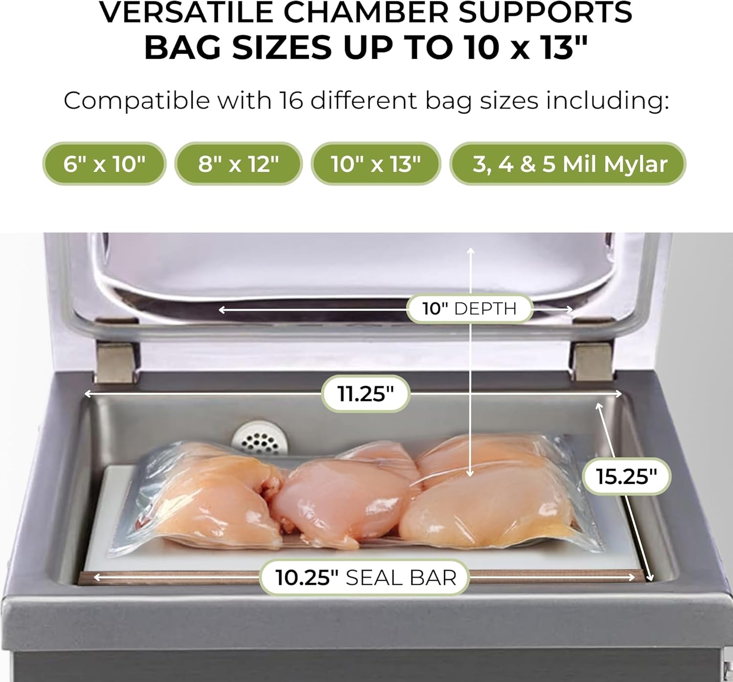 VacMaster VP210 Chamber Vacuum Sealer – Maintenance-Free Commercial Vacuum Sealer Machine for Food, 10.25” Seal Bar for 10” x 13” Bags
