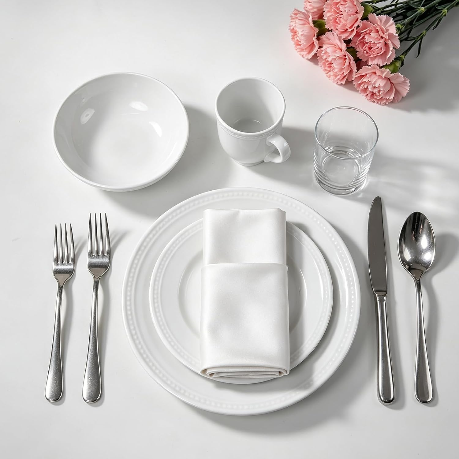 HomeVSS 20-Piece Pearl Dots Stoneware Dinnerware Set, Pink, Service for 4