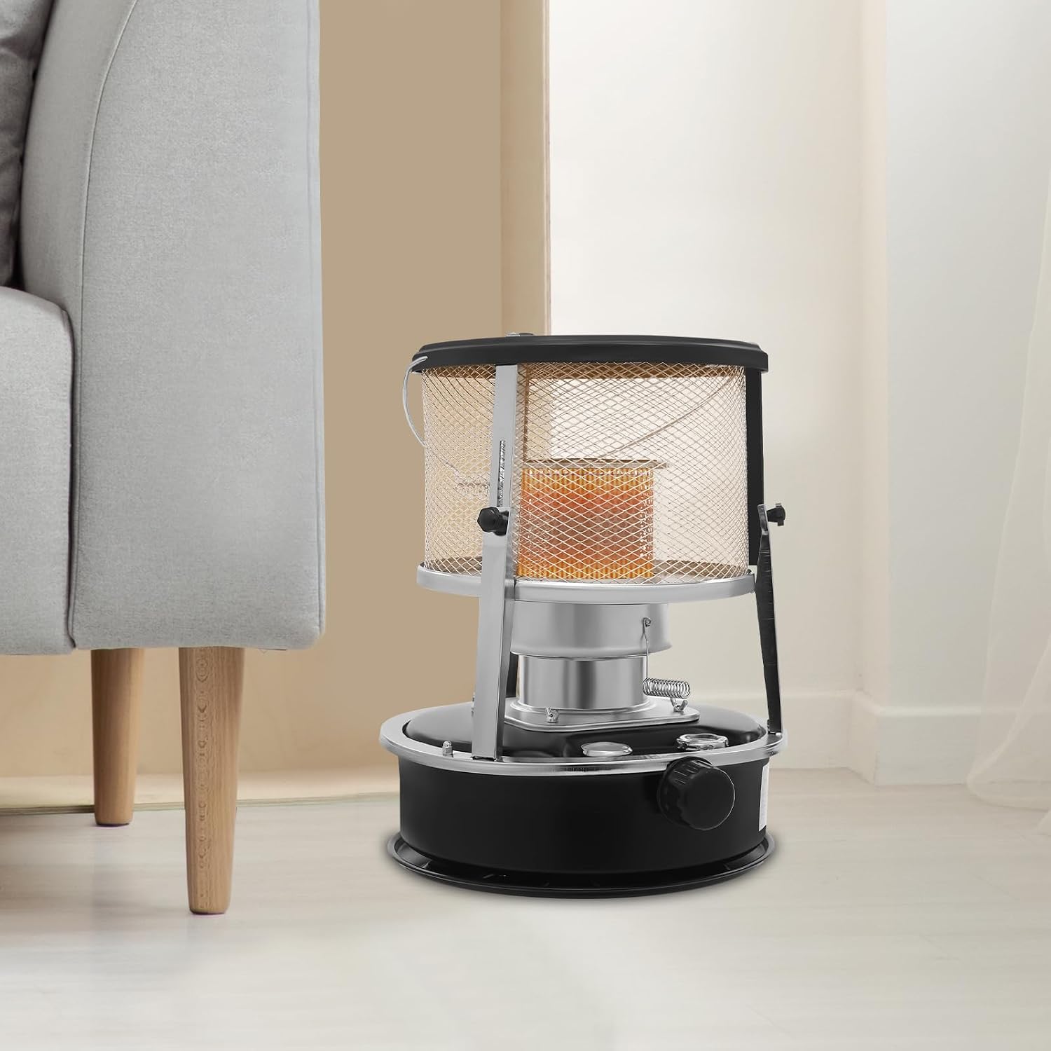 Kerosene Heater, 9000 BTU Portable Indoor Kerosene Space Heater with Adjustable Height, Non-Electric Radiant Heater & Stove for Home Emergency