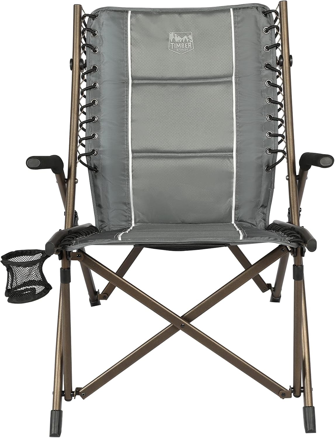 Timber Ridge Bungee Folding Camping Chairs for Adults Supports 300lbs, Grey