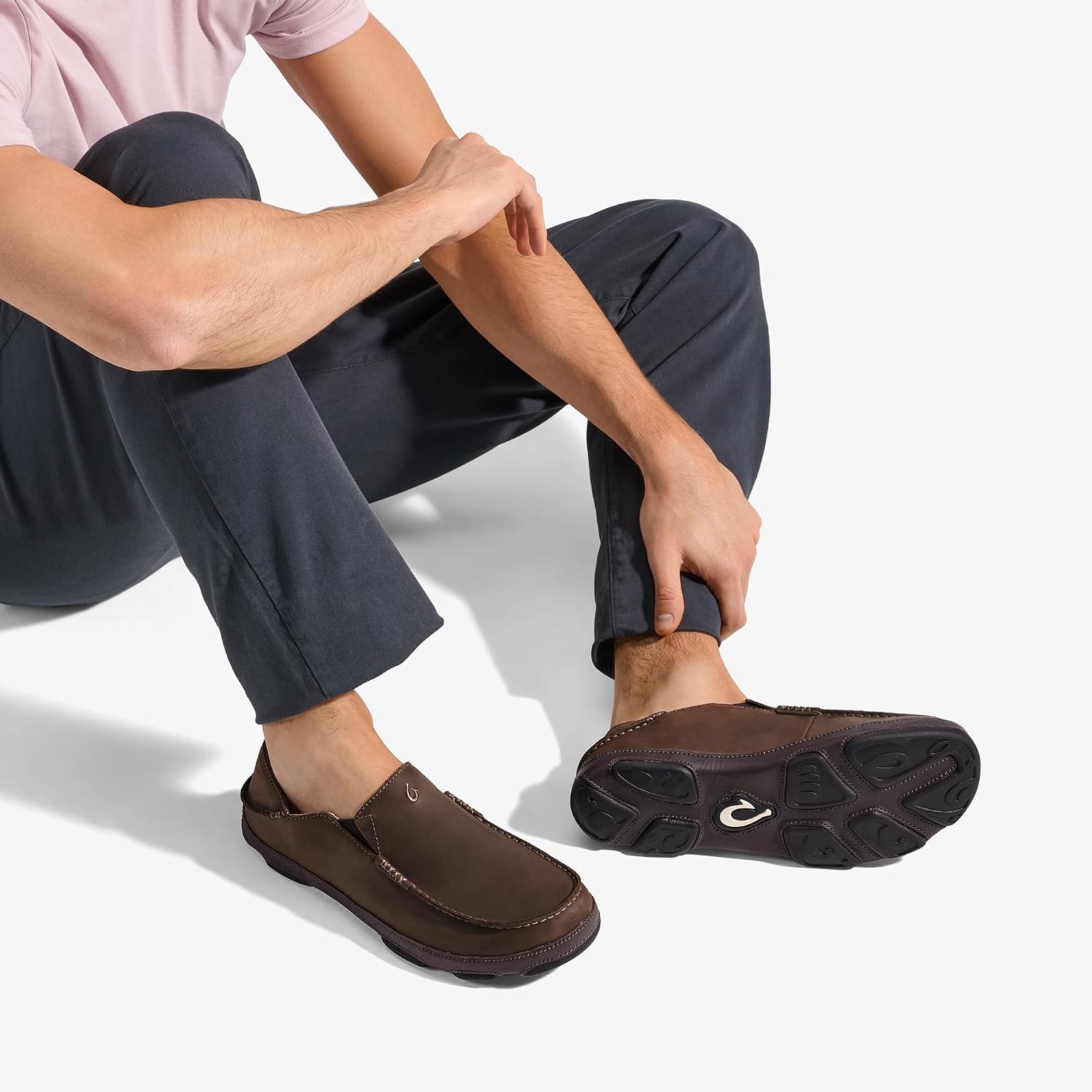 OluKai Moloa Men's Premium Leather Shoes, Easy Slip On & Off Design | Casual & Versatile Loafer, Drop-in Heel & Enhanced Traction