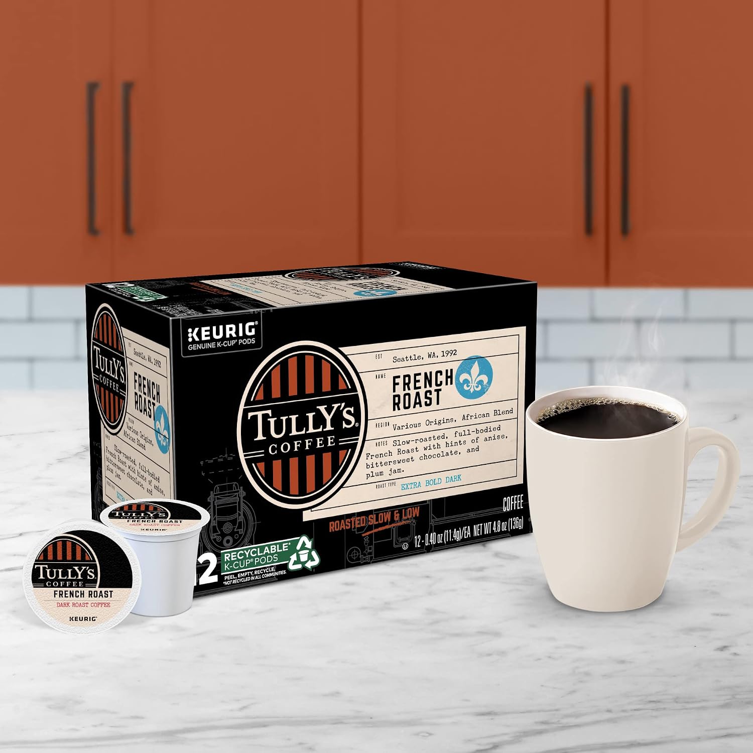 Tully's Coffee Hawaiian Blend Keurig Single-Serve K-Cup Pods, Medium Roast Coffee, 96 Count
