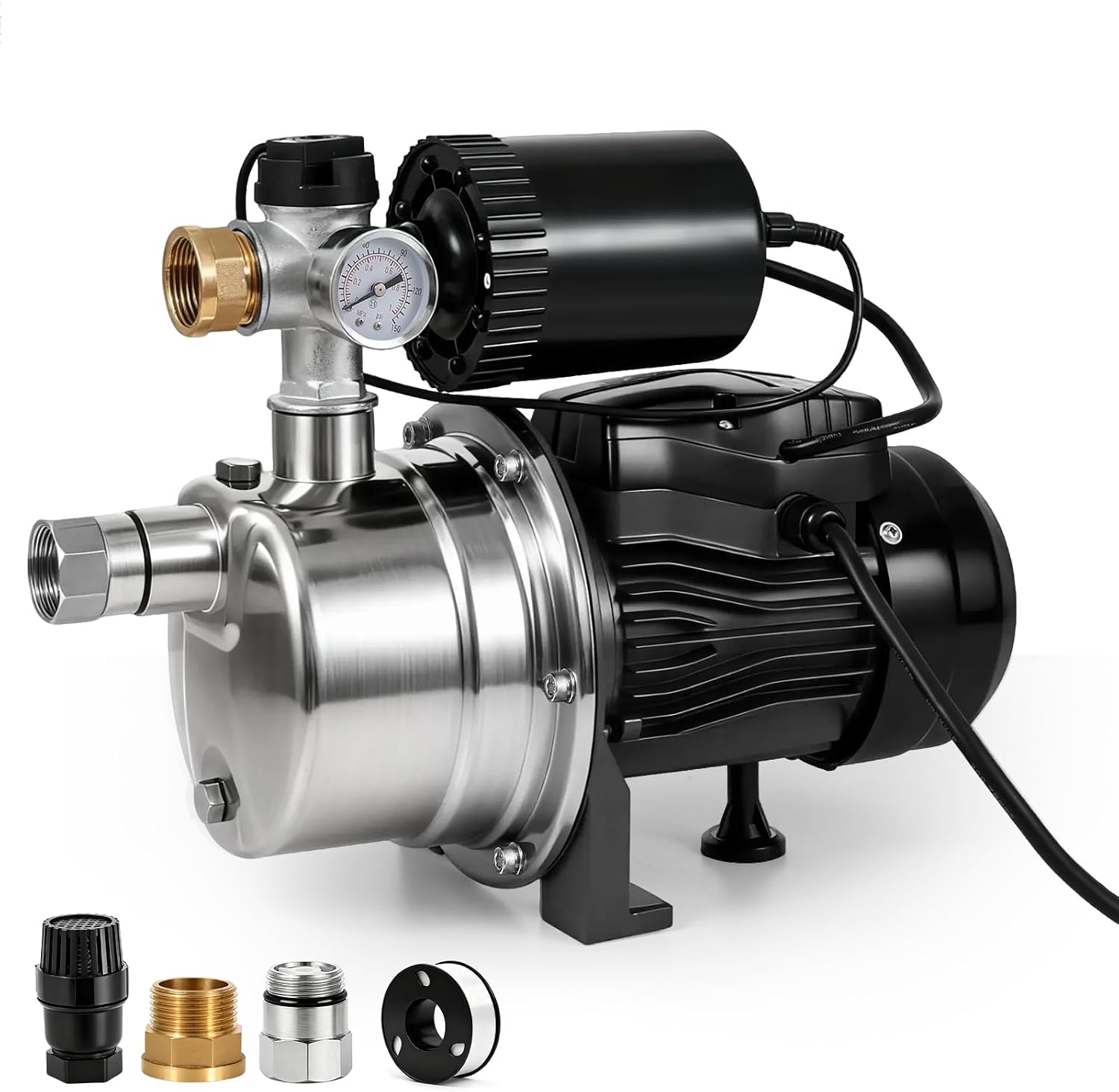 3/4 HP Water Pressure Booster Pump for House, Shallow Well Pump with Pressure Tank, Stainless Steel 1050 GPH 110V Auto On/Off Water Booster Pump