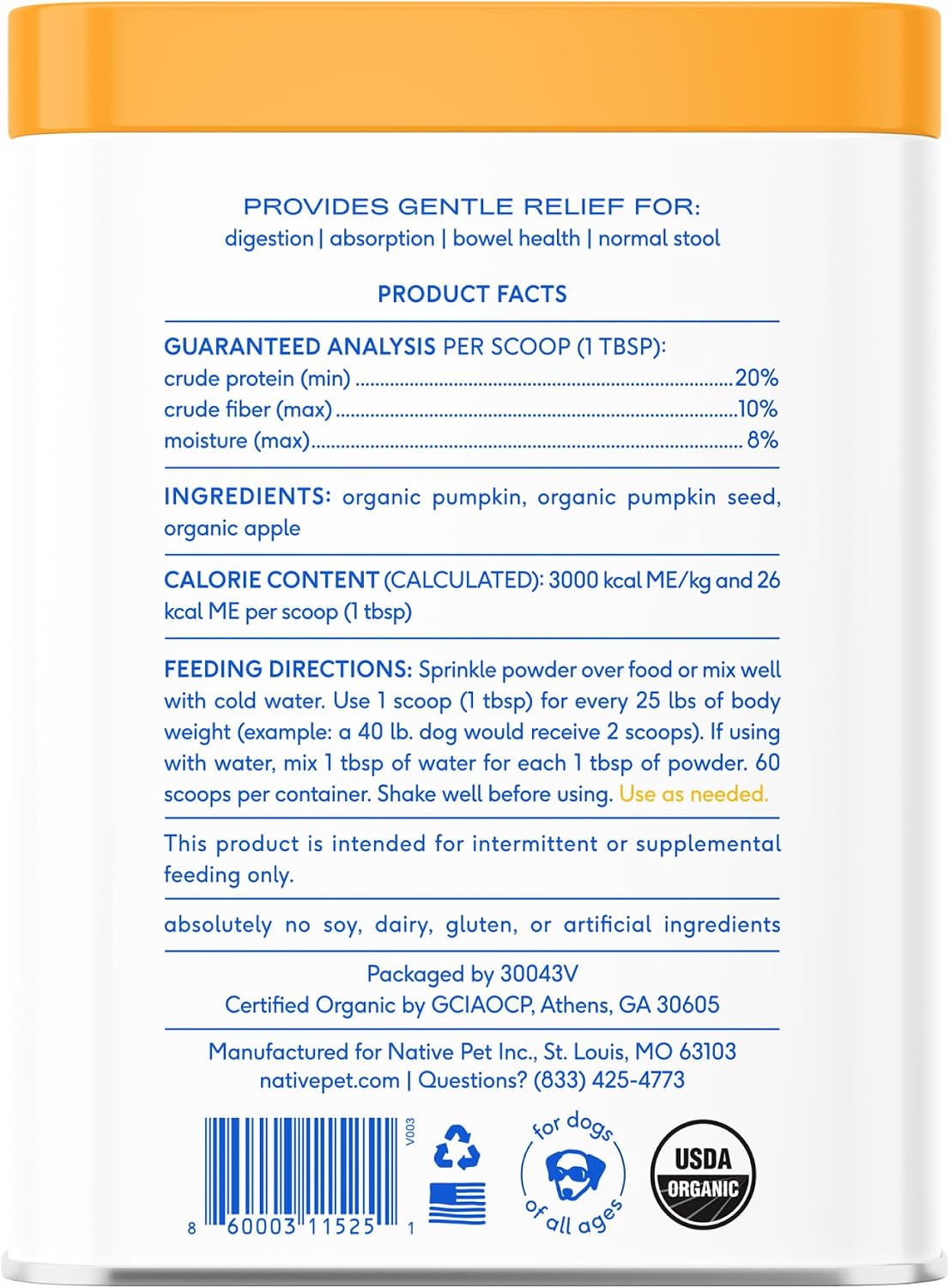 Native Pet Probiotics for Dogs – Dog Probiotic Powder for Gut & Digestive Health, Vet-Formulated 6B CFUs Dog-Specific Probiotic Strains