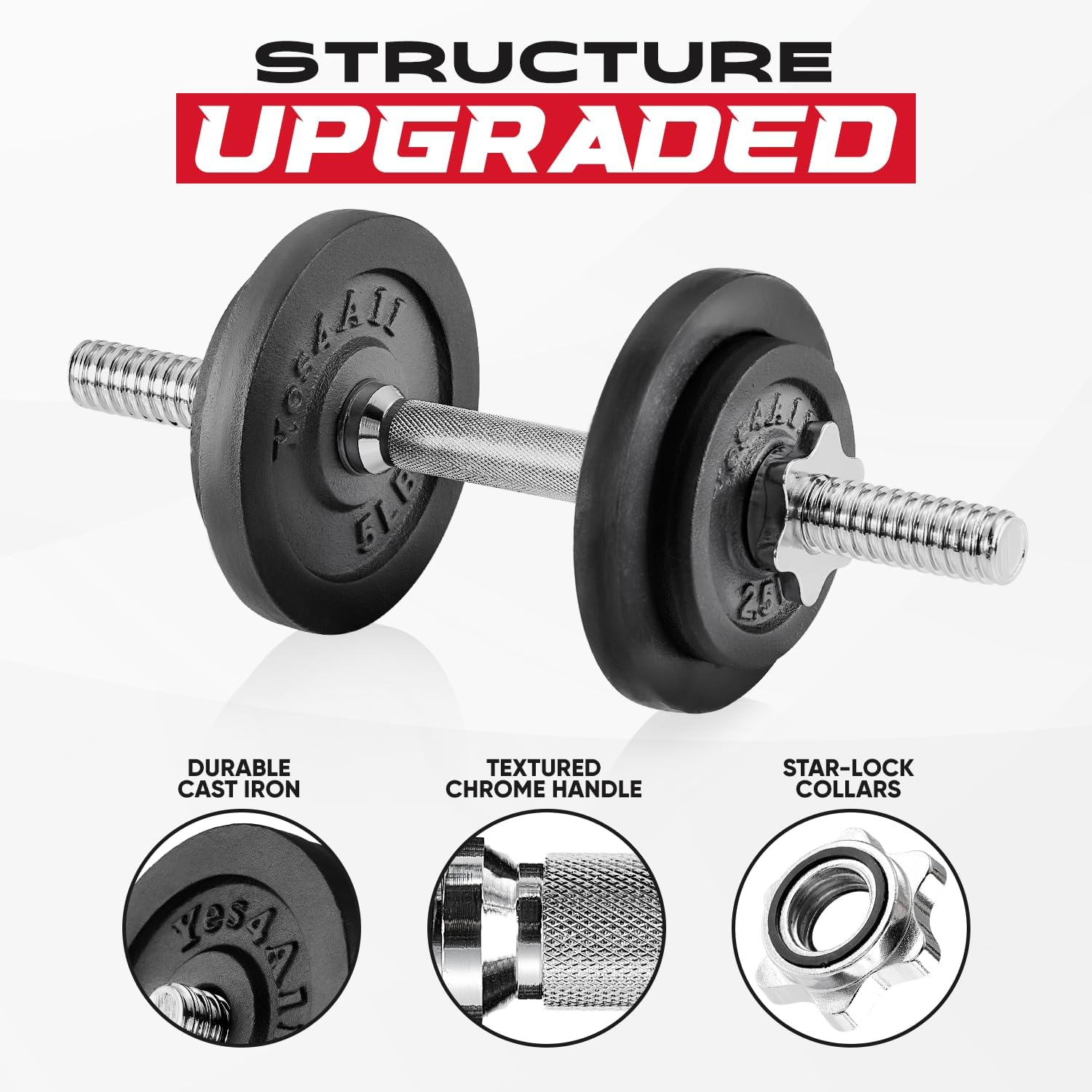 Yes4All Adjustable Dumbbell Set with Weight Plates/Connector - Exercise & Workout Equipment - Size Options 40lbs to 200lbs