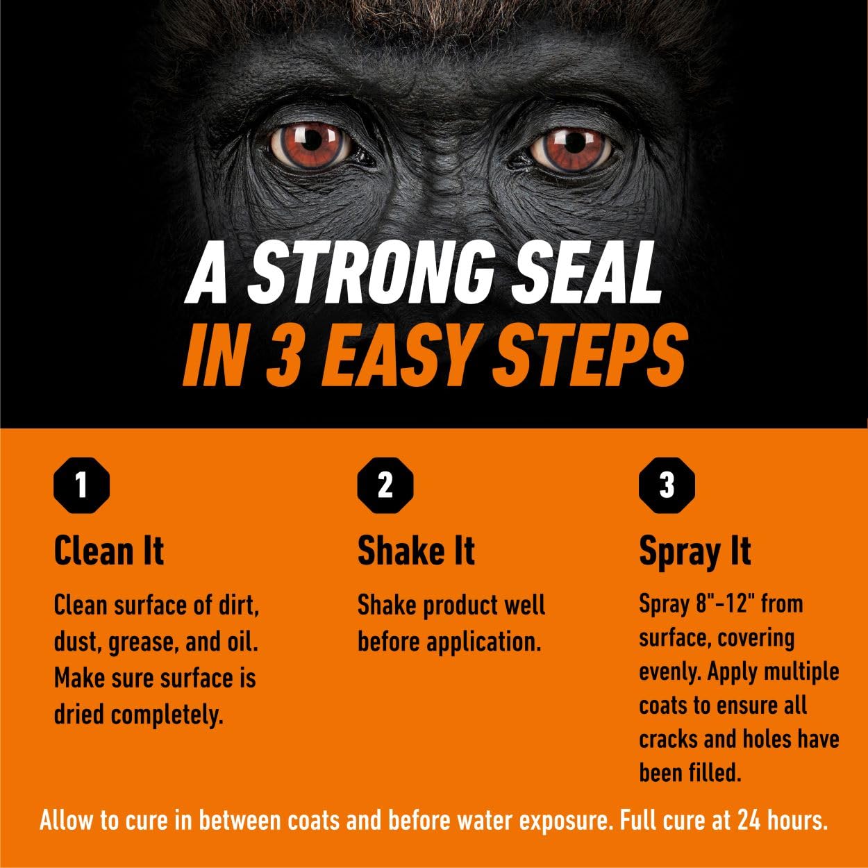 Gorilla Waterproofing Spray, Black, 16 oz, Flexible Rubberized Sealant