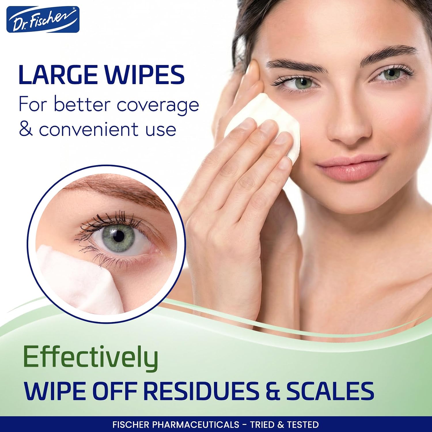 Dr. Fischer Eyelid Wipes - Hypoallergenic Preservative-Free Eye Cleansing Wipes for Sensitive Eyelids (Twin Pack).