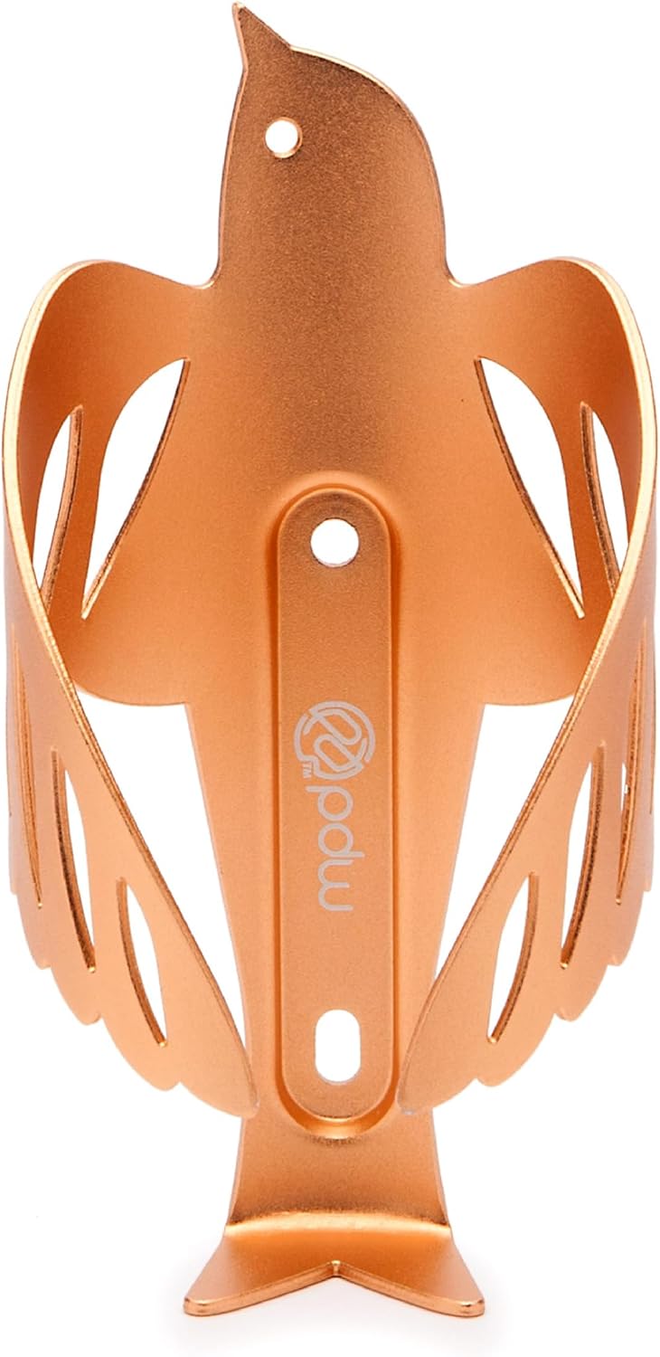 Portland Design Works Water Bottle Cage - Lightweight Water Bottle Holder for Bikes, Owl Cage, Black/Gold