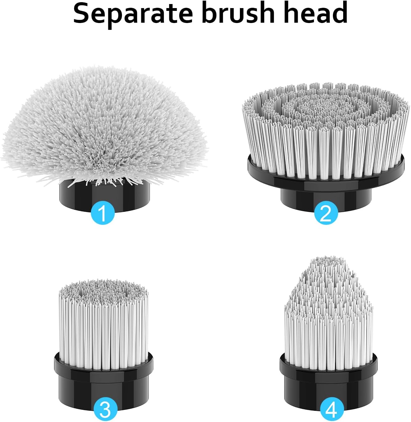 TUYU Replaceable Brush Heads Electric Spin Scrubber, 4 Pack Brush Heads & 4 pcs Extra Brushes Kit