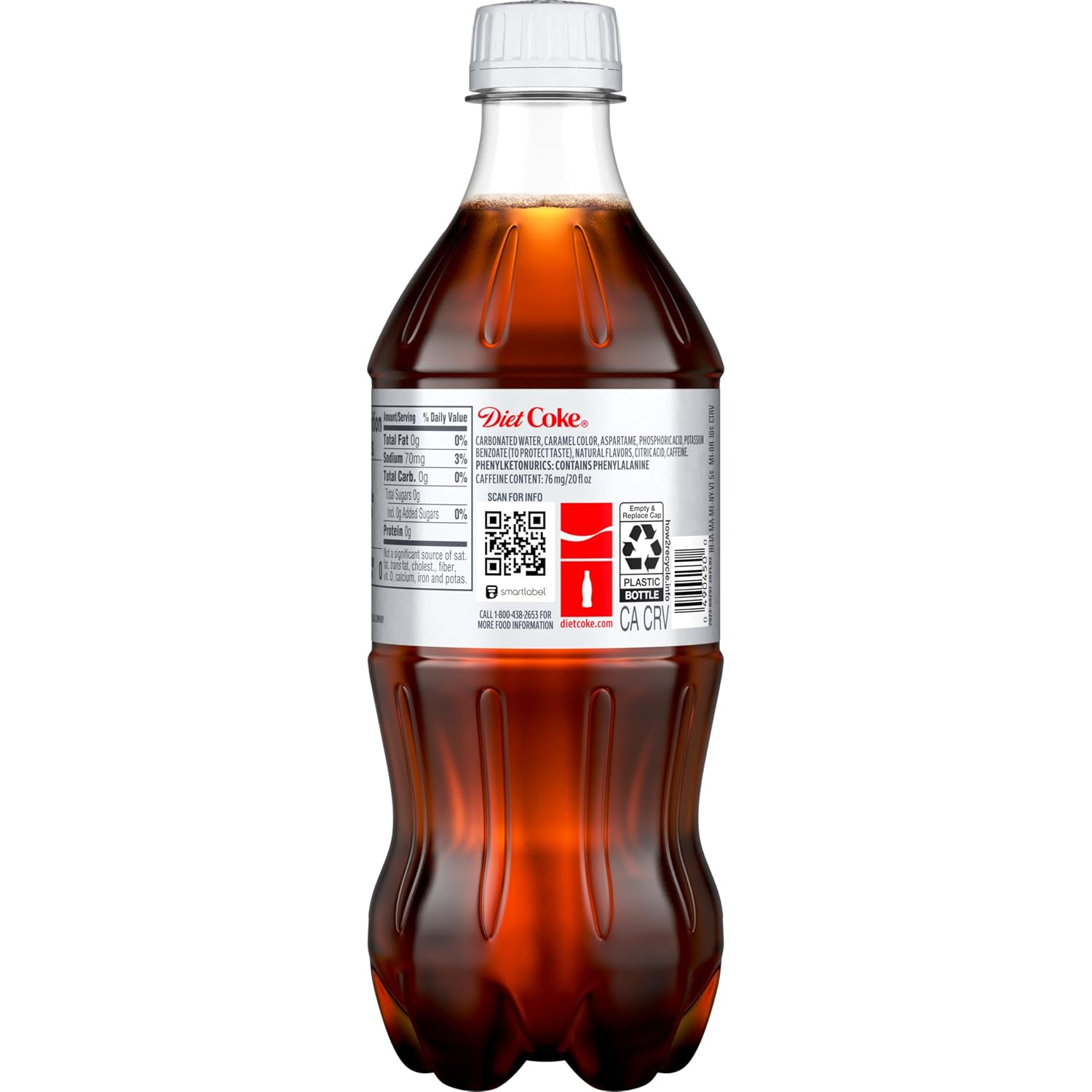 Diet Coke Soda Soft Drink Bottles, 12 fl oz, 8 Pack | No sugar, no calories, 46 mg caffeine per bottle