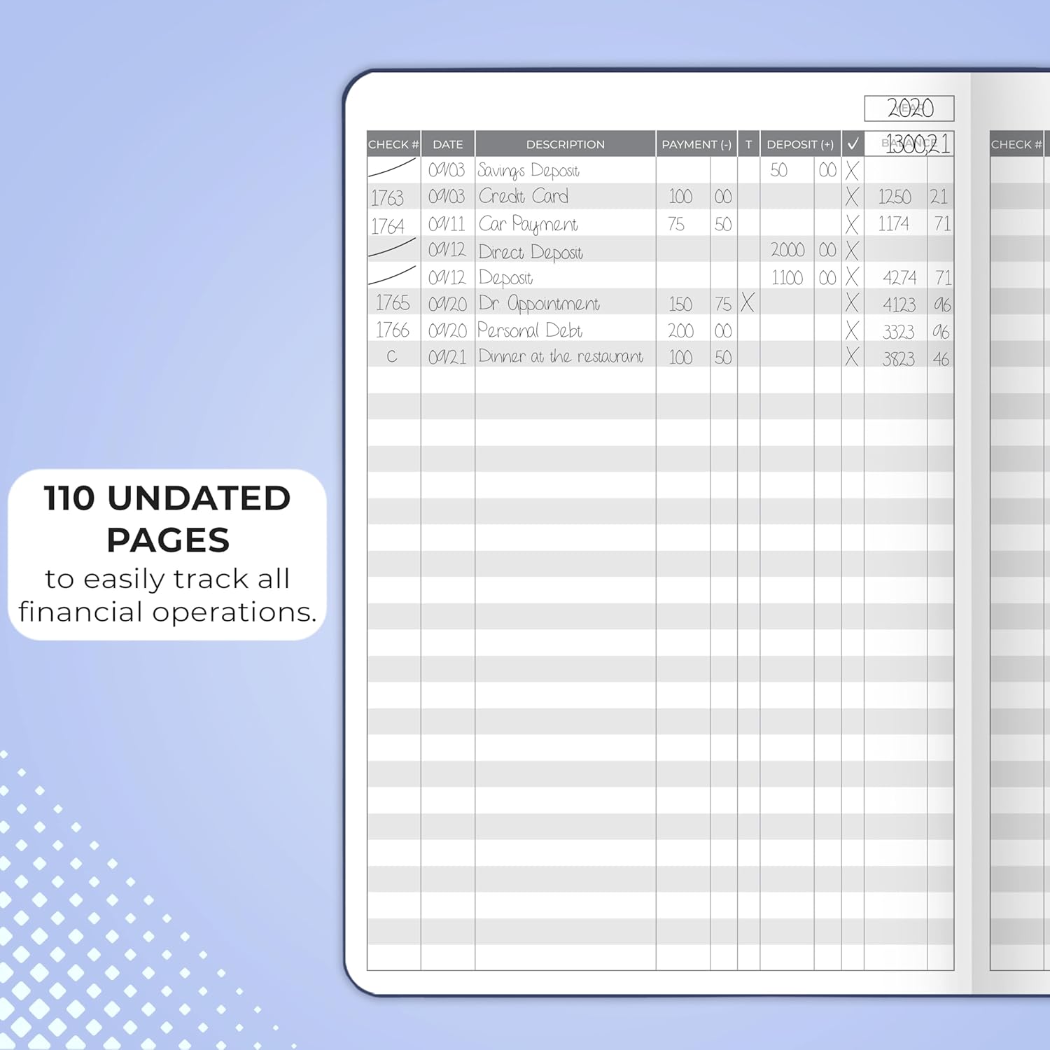 Clever Fox Check Register Book, Checkbook Ledger, 5.8x8.3 Purple