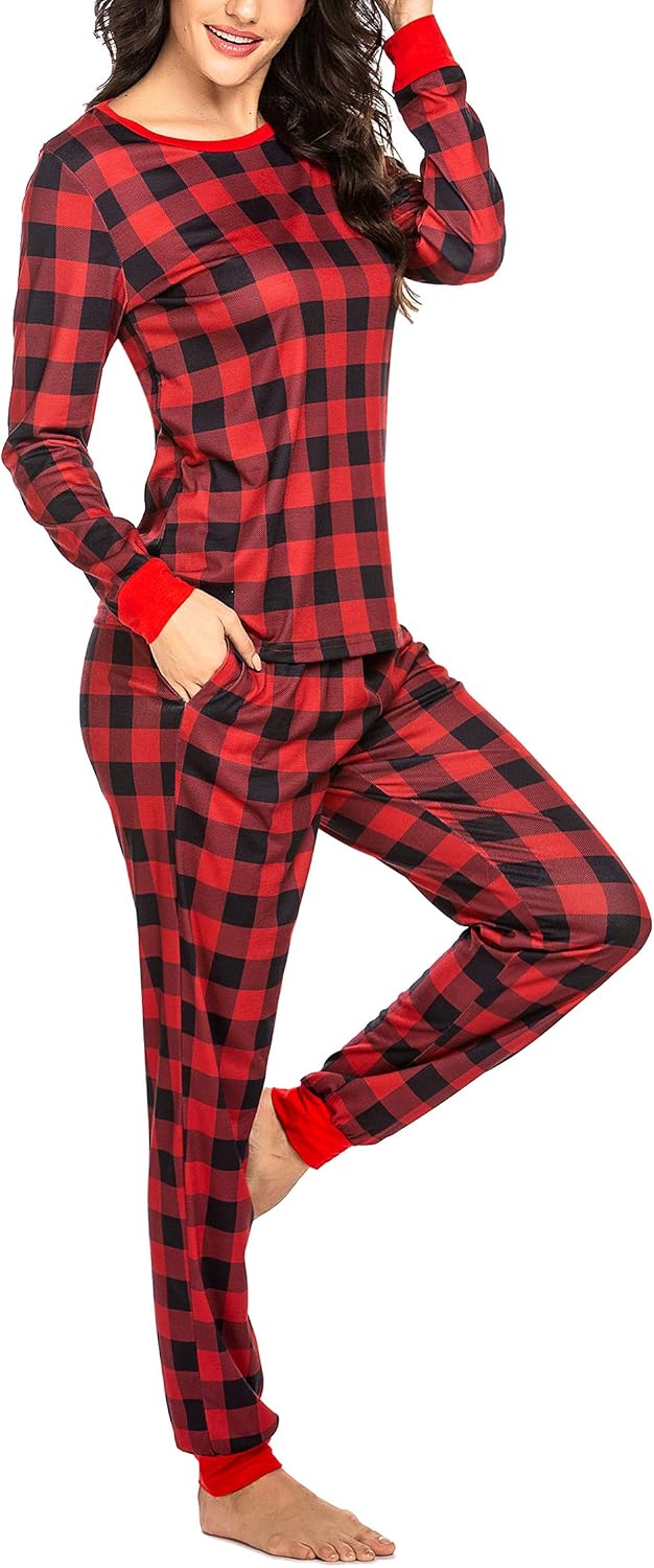 Ekouaer Womens Pajamas Sets Long Sleeve Tops with Jogger Pants