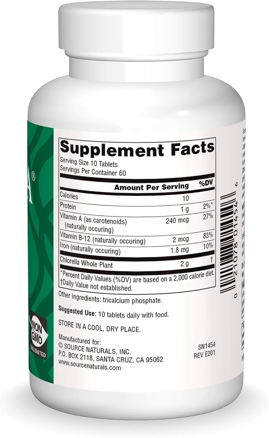 Source Naturals Yaeyama Chlorella, 200 mg, 600 Vegan Tablets | Green Superfood | Plant-Based B12*