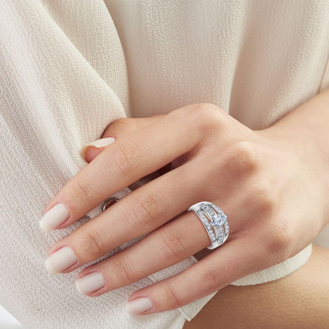 Cubic Zirconia Ring CZ in Silver Rings Rings Cubic Zirconia 3-4.5 ctw
