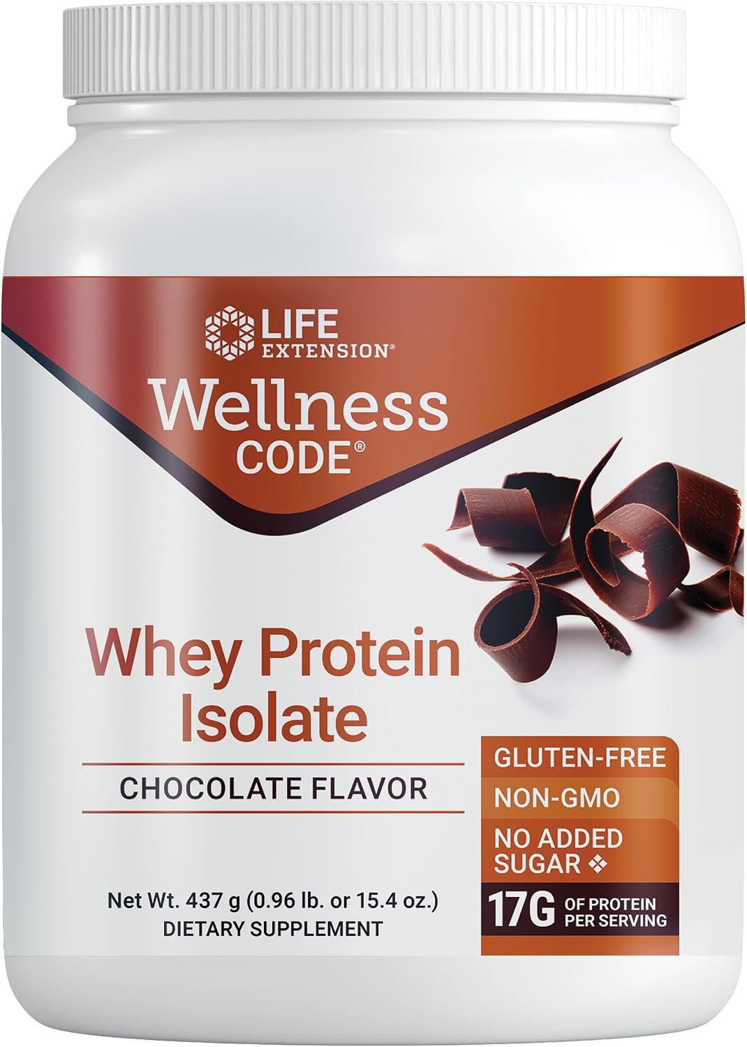 Life Extension Wellness Code® Whey Protein Isolate (Chocolate), Protein and branched-Chain Amino acids for Muscle Growth & Immune Health