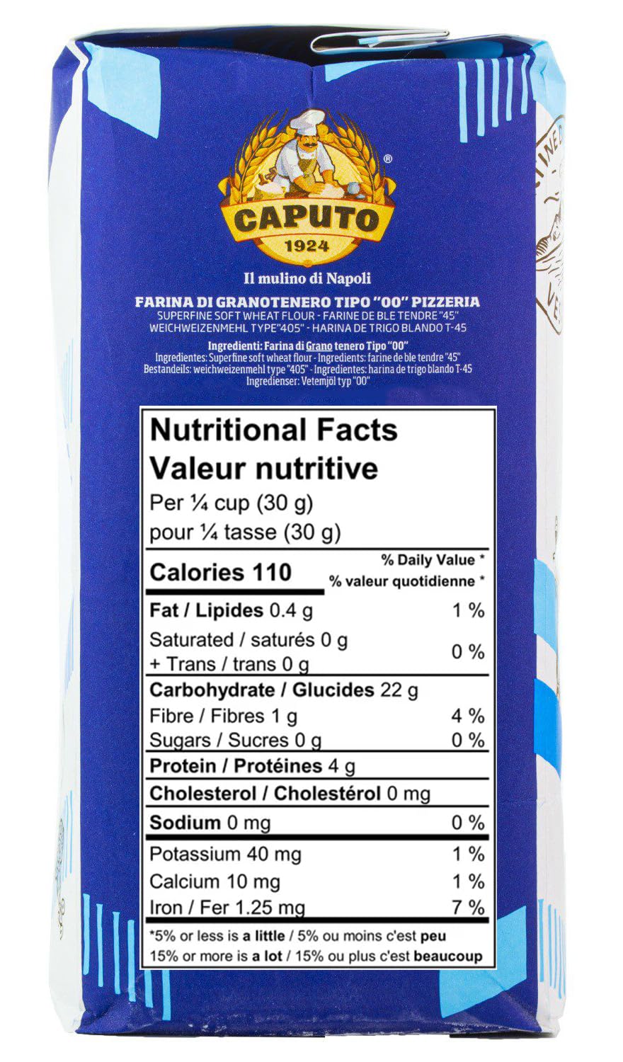 Antimo Caputo Pizzeria Flour Blue, 11 Pound (5Kg) Bag - Italian 00 Flour - Soft Wheat for Pizza Dough - Makes that Perfectly Elastic, Chewy