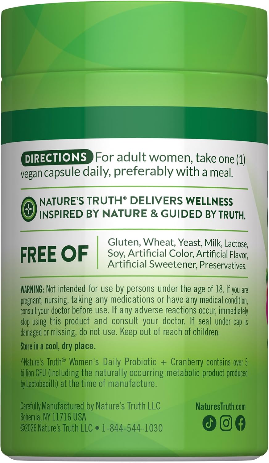 Nature's Truth Probiotics for Women | 5 Billion CFUs Daily