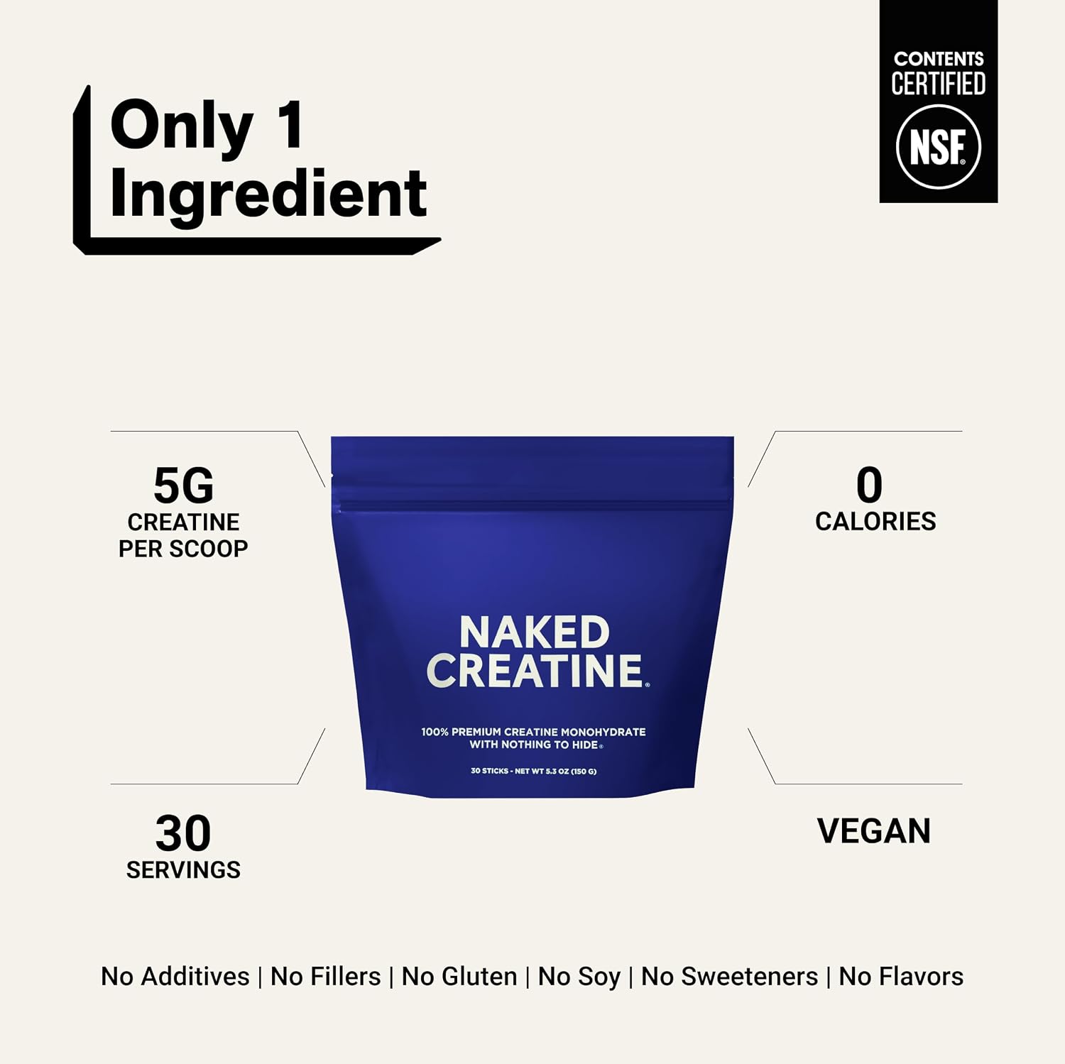 NAKED Pure Micronized Creatine Monohydrate – 200 Servings, 1,000g Bulk – NSF Certified, Vegan, Non-GMO, Gluten & Soy Free - Muscle Building, Strength Training, Gym & Fitness Supplement
