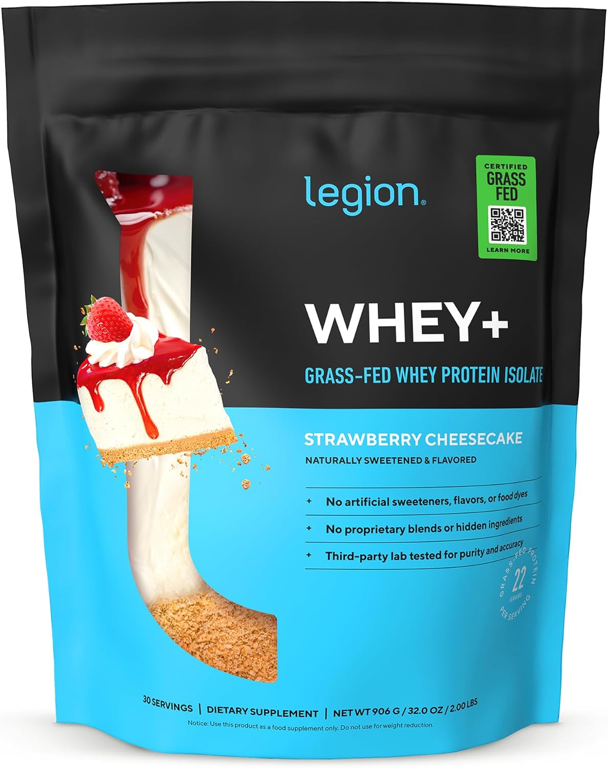 LEGION Whey+ Protein Whey Isolate from Grass Fed Cows (French Vanilla, 30 Servings) - Whey Protein Isolate Powder, Low Calorie, Non-GMO, Sugar Free, Lactose and Gluten Free, All Natural Protein Powder