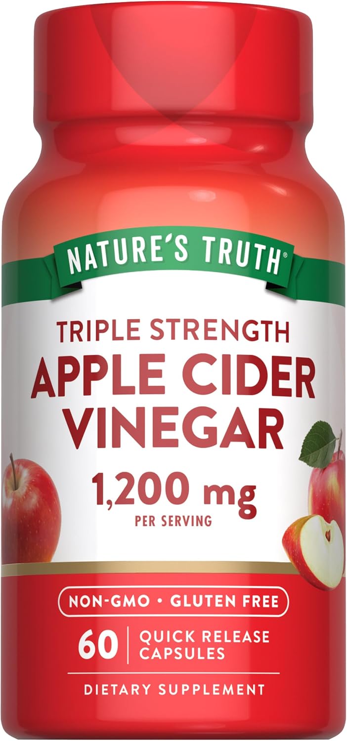 Nature's Truth Apple Cider Vinegar Capsules | 1200mg | Quick Release Pills | Non-GMO & Gluten Free Supplement | Non-GMO & Gluten Free Supplement