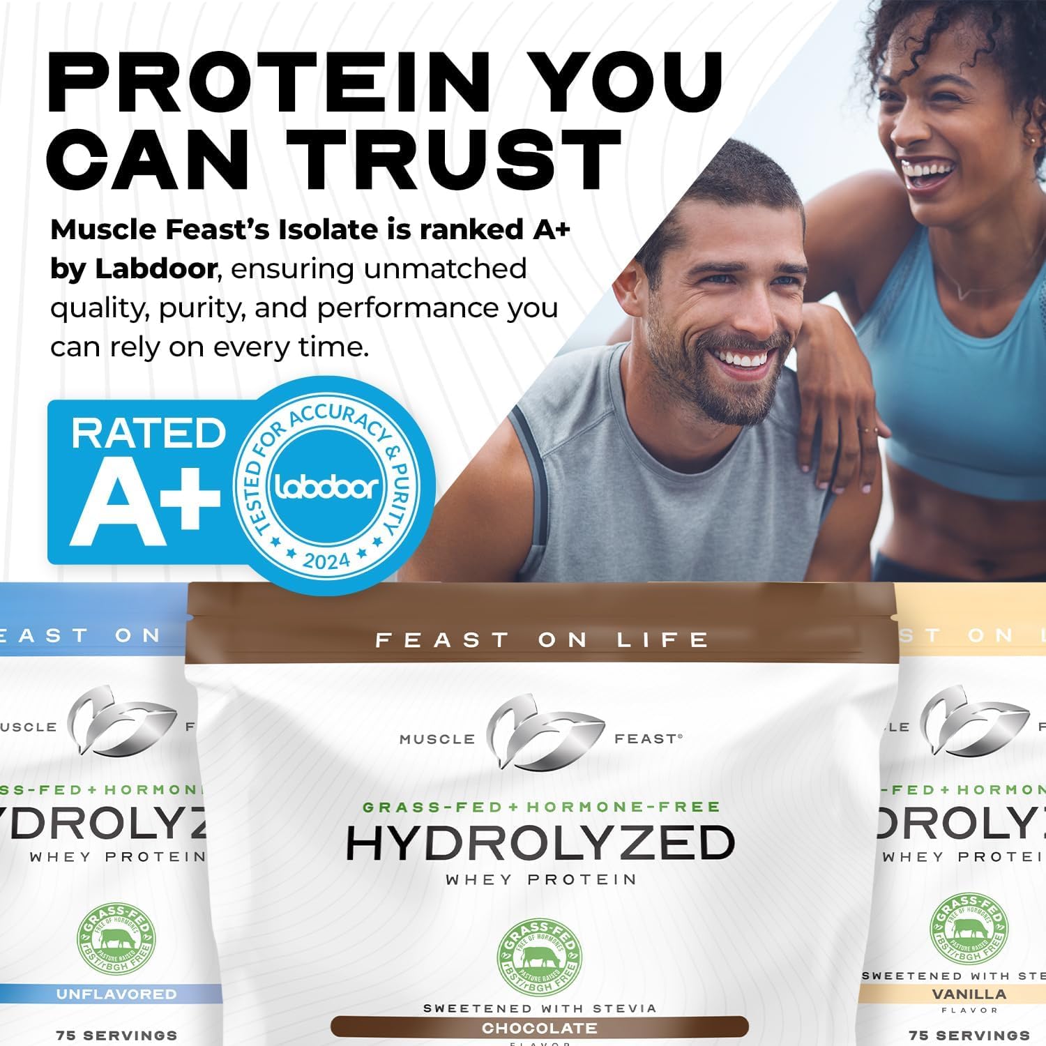 Muscle Feast Grass Fed Hydrolyzed Whey Protein Powder, Chocolate (2lb) | All Natural Hormone-Free, Hydro Whey Powder for Men and Women, Clean, Non-GMO, Delicious Hydrolyzed Protein Powder