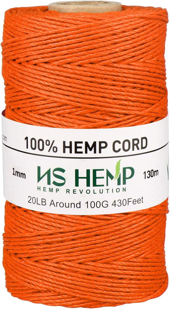 【 NS HEMP 】 Sustainable Hemp Twine Hemp Cord for Jewelry Making, Hemp Cord 1mm 130 Meters (026 RAW)