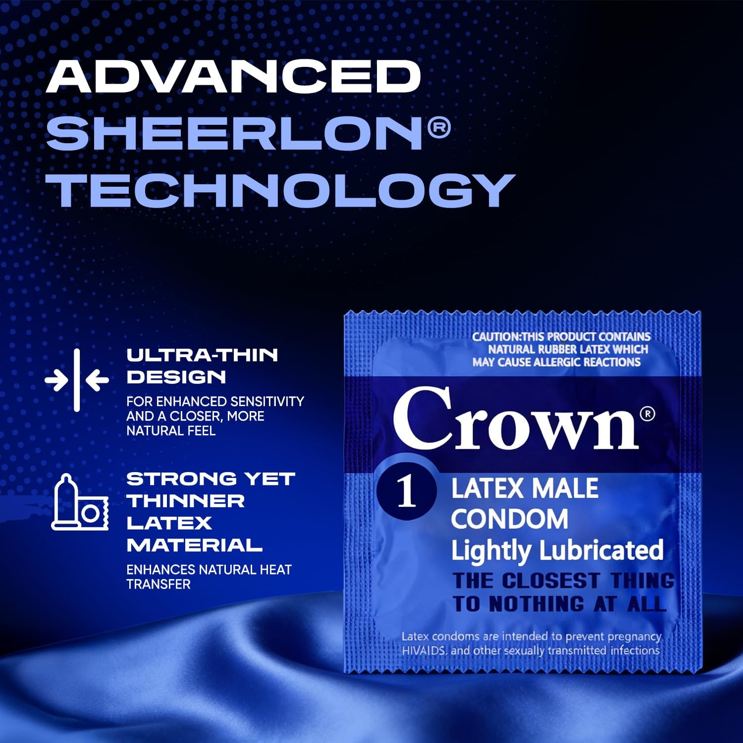 Crown Condoms, 50 Count | Lubricated, Latex, Silkier, Thinner and Stronger