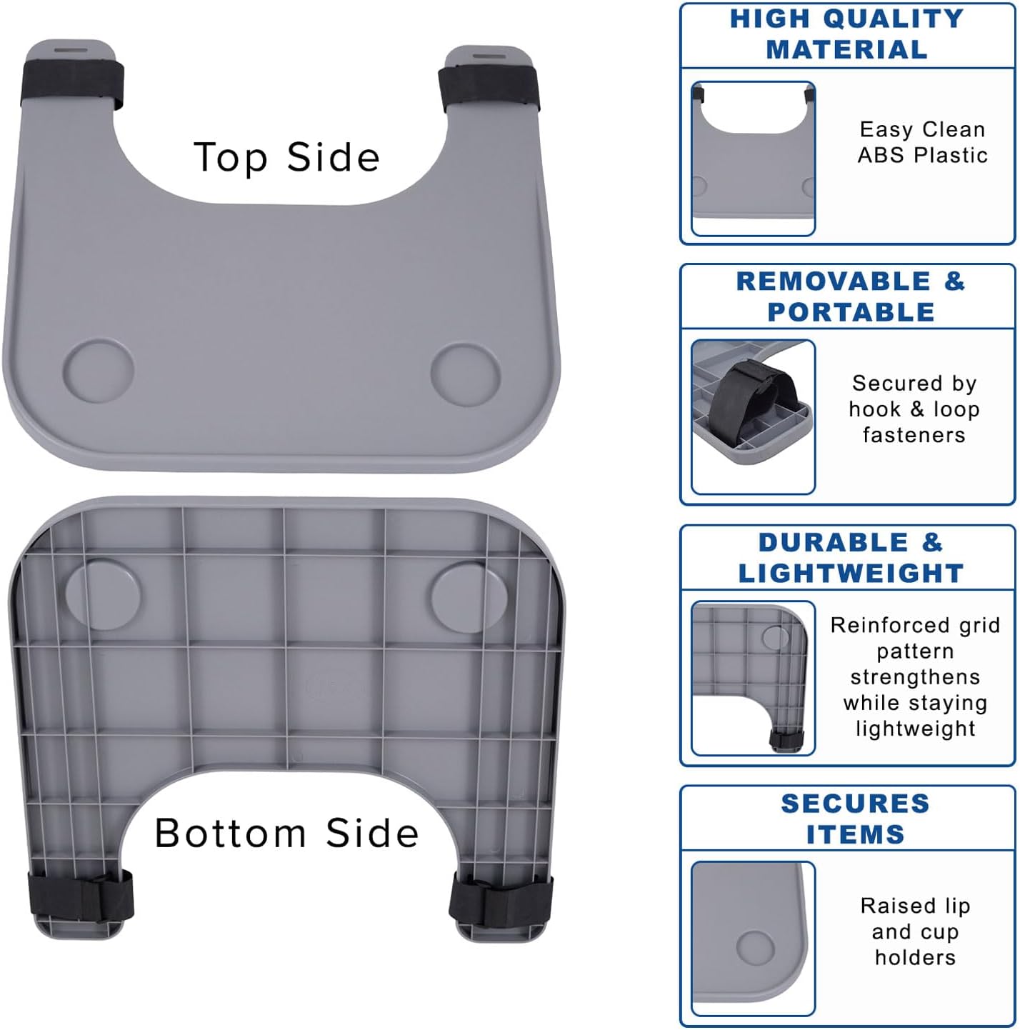 AlveyTech Wheelchair Tray Table with Cup Holder - Fits 18-20 Inch Wide Standard Wheelchairs Like Drive, Golden, & Invacare