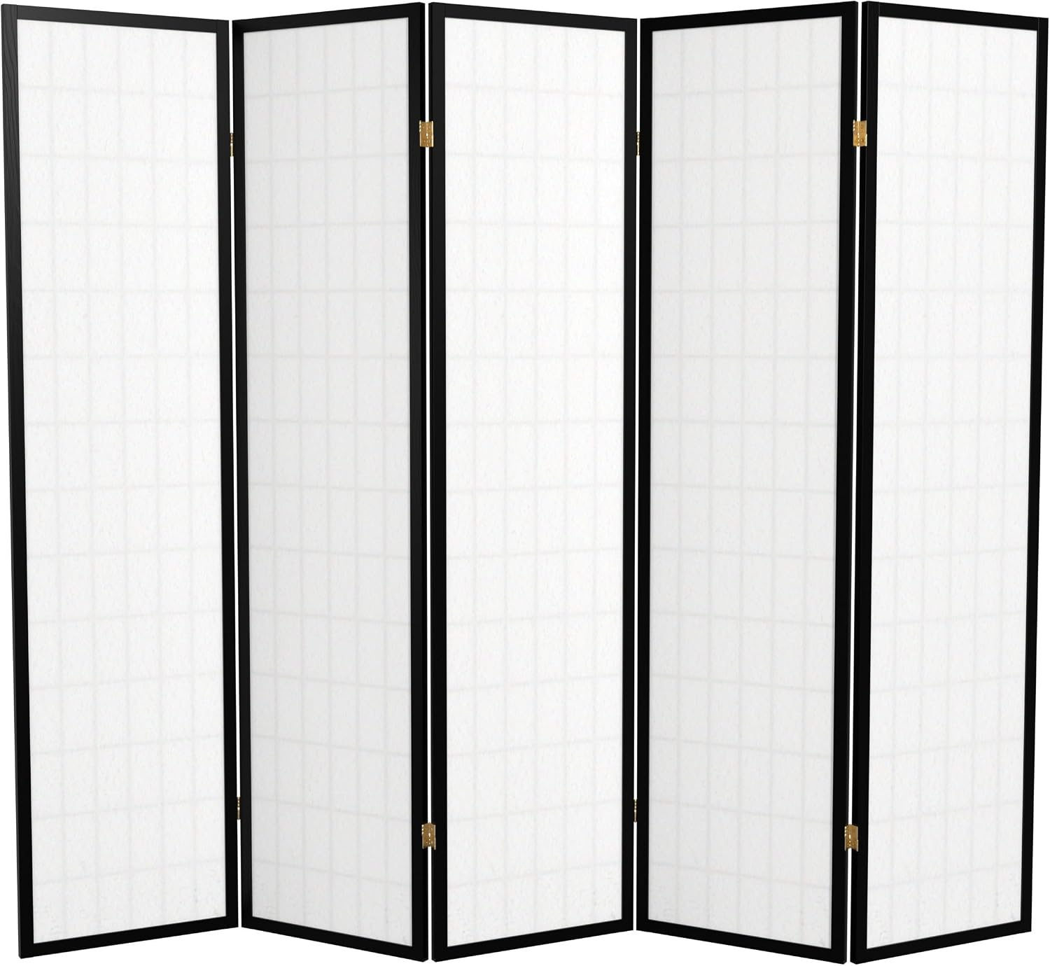 Red Lantern 6 ft. Tall Window Pane Shoji Screen - Walnut - 5 Panels