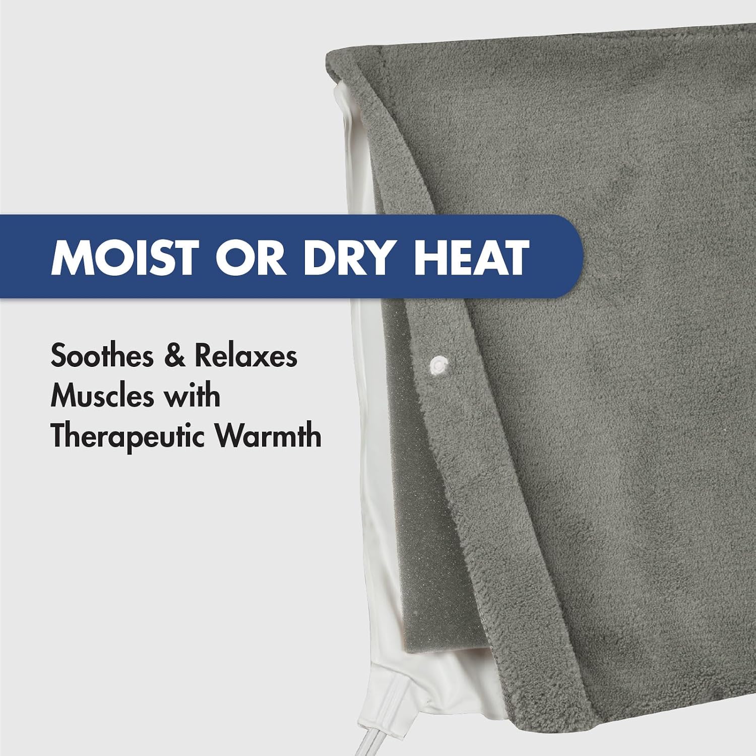 Deluxe Heating Pad Moist/Dry Heat Therapy | Moist & Dry Heat Therapy for Sore Muscles, 4 Heat Settings, Sponge Included, Machine-Washable Cover