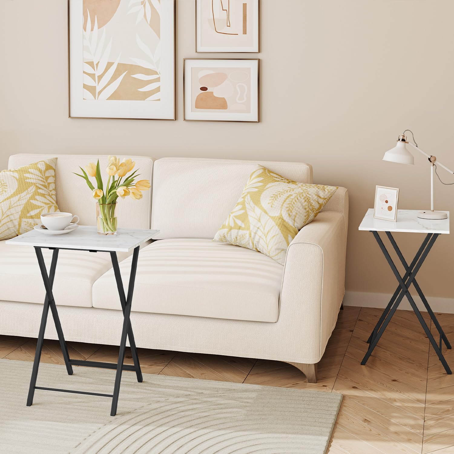 HOOBRO Folding TV Table, TV Tray, Stable Snack Table for Small Space, Portable Sofaside Desk, Easy Assembly and Storage