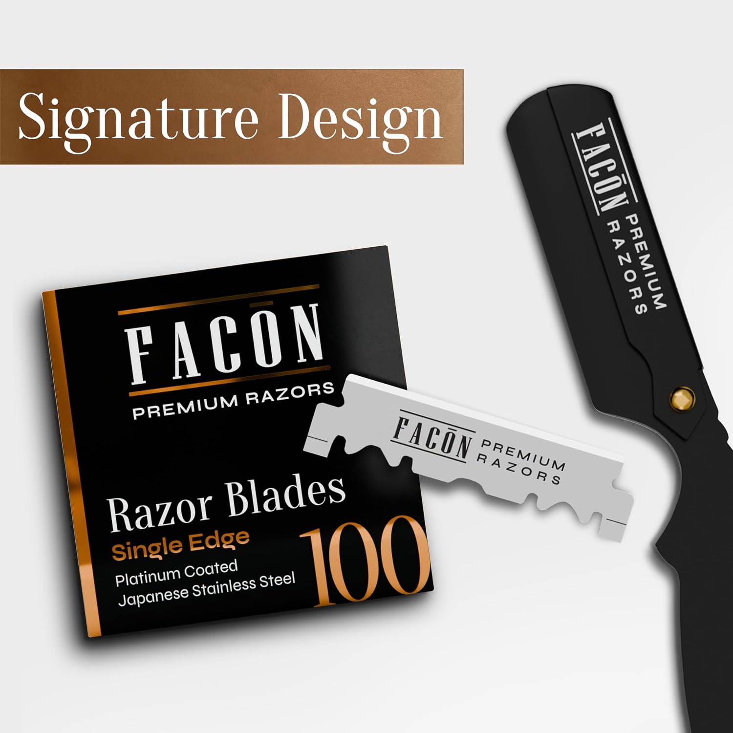 100 Facón Single Edge Razor Blades for Barber Straight Razor, Straight Razor Blades for Shaving