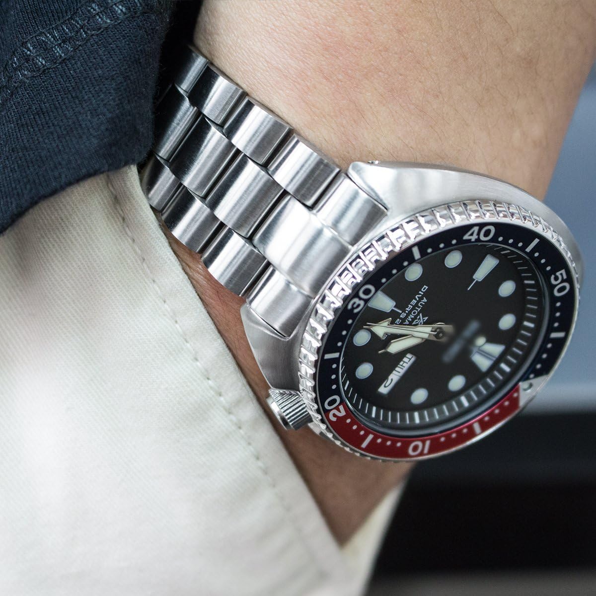 MiLTAT 22mm Watch Band for Seiko Turtle SRP773 SRP775 SRP777 SRPA21, Endmill Screw-Link