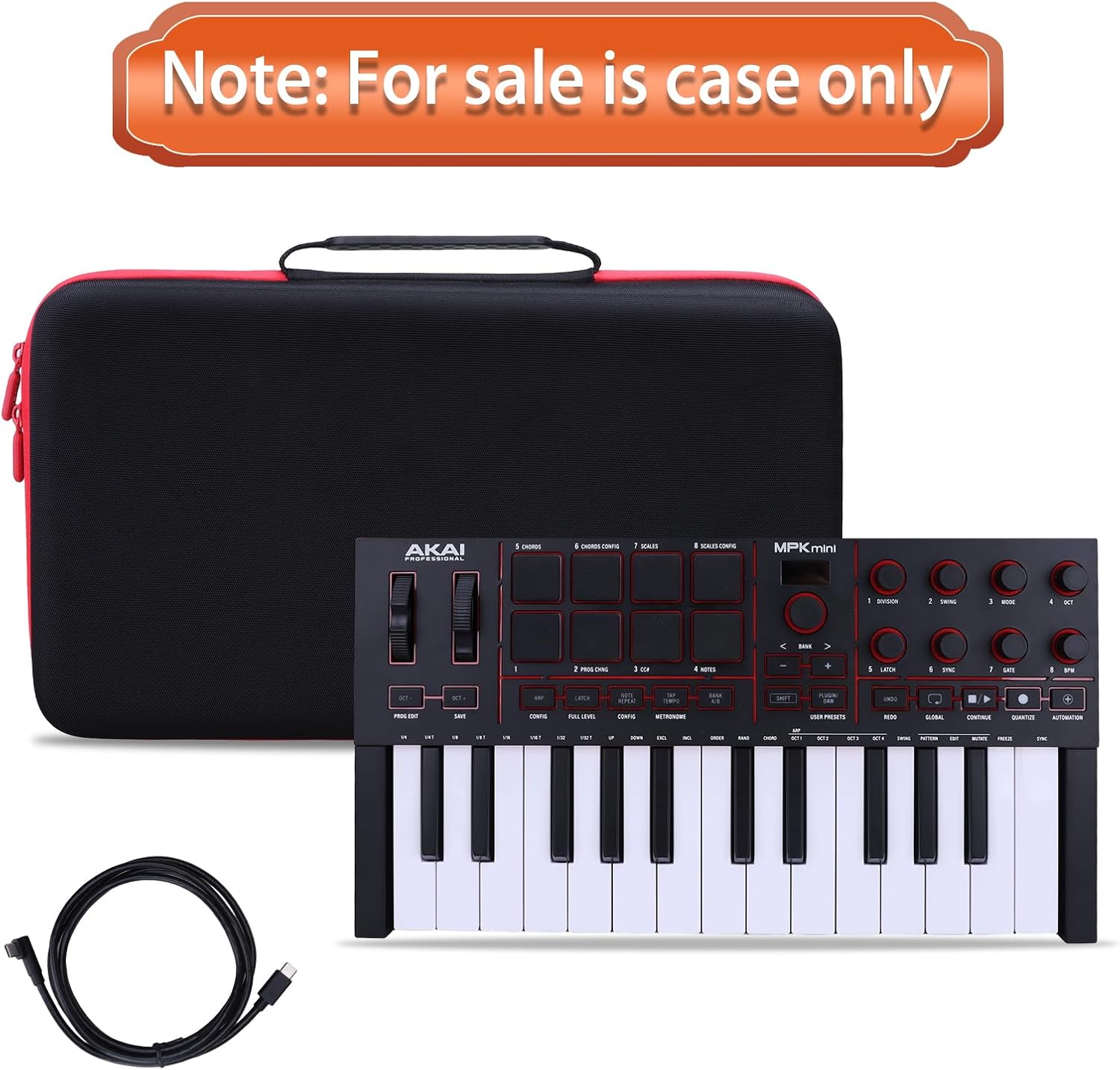 LTGEM Case Compatible with Akai Professional MPK Mini MK3 / MPK Mini Play MK3 25 Key USB MIDI Keyboard Controller, Black+Gray(Case Only)