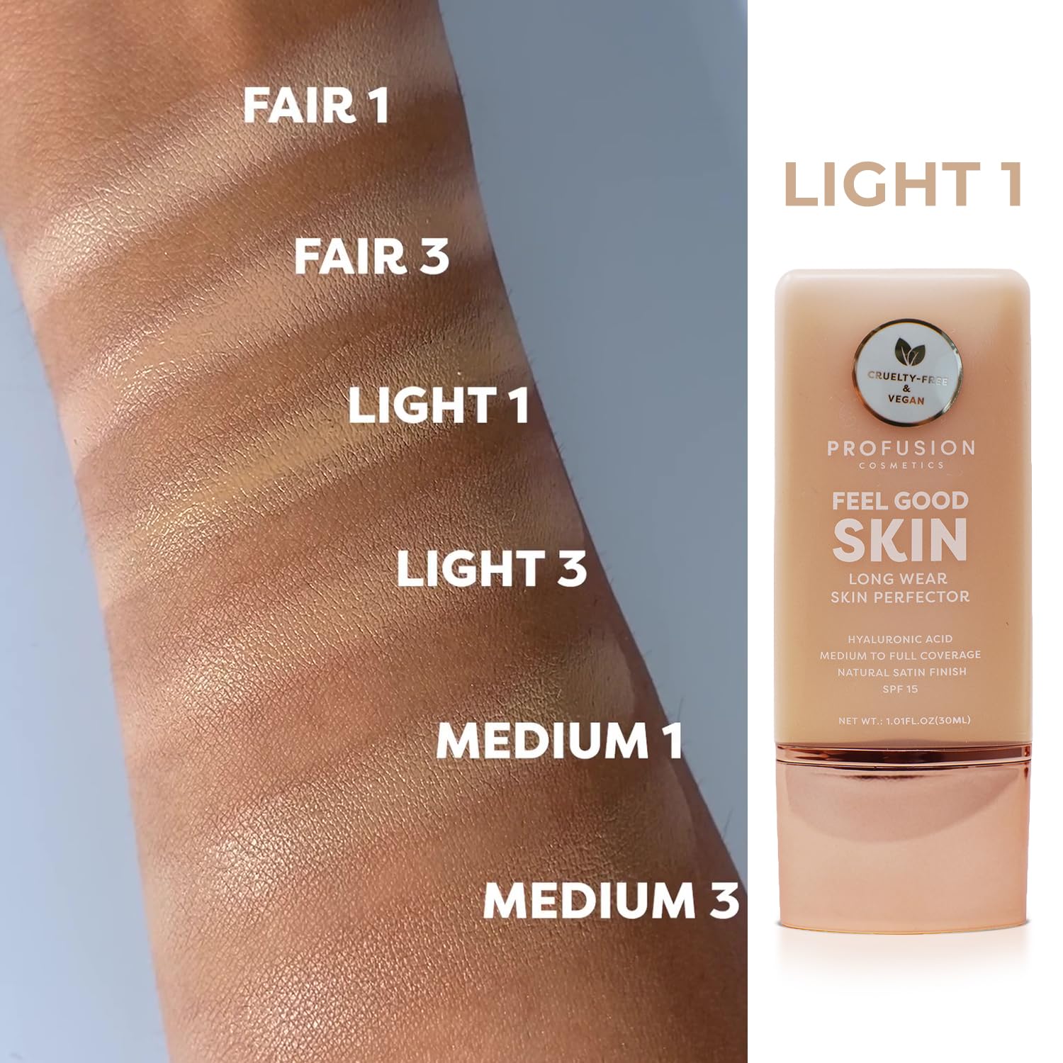 Profusion Cosmetics Lightweight Liquid Foundation for a Flawless and Elegant Radiance, Breathable Makeup that Improves Uneven Skin Tone