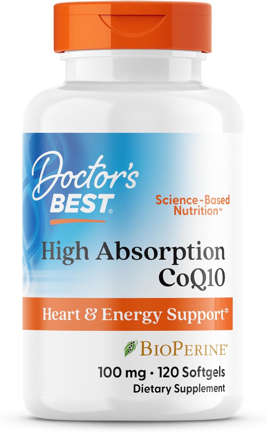 Doctor's Best High Absorption CoQ10 with BioPerine, Gluten Free Naturally Fermented, Heart Health & Energy Production, 100 mg, 60 SoFtgels