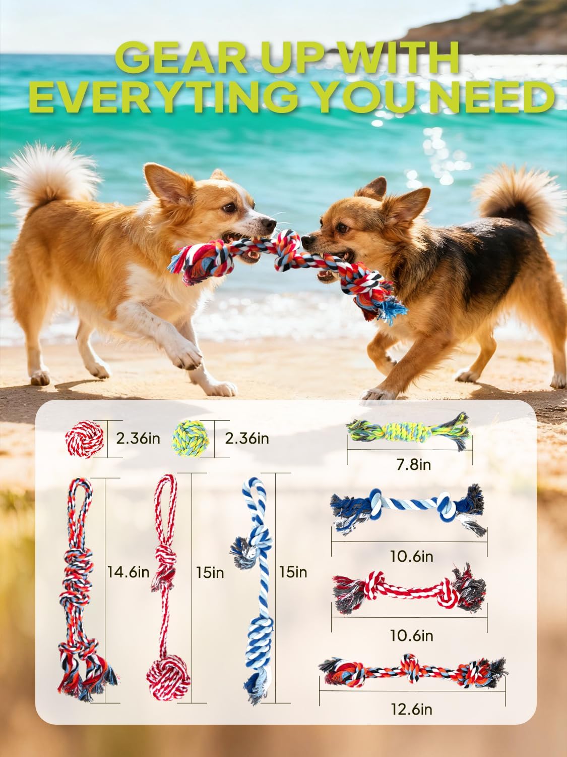 TwoEar Dog Rope Toy 4 Pack - Puppy Teething Toys for Small Breed