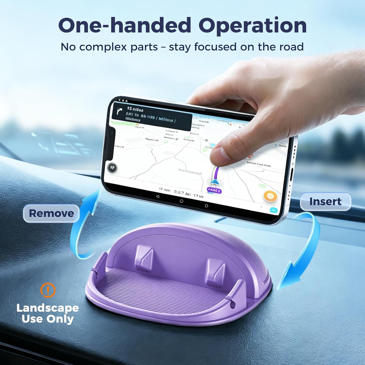 Loncaster Car Phone Holder, Car Phone Mount Silicone Car Pad Mat for Various Dashboards, Slip Free Desk Phone Stand Compatible with iPhone, Samsung, Android Smartphones, GPS Devices and More, Black