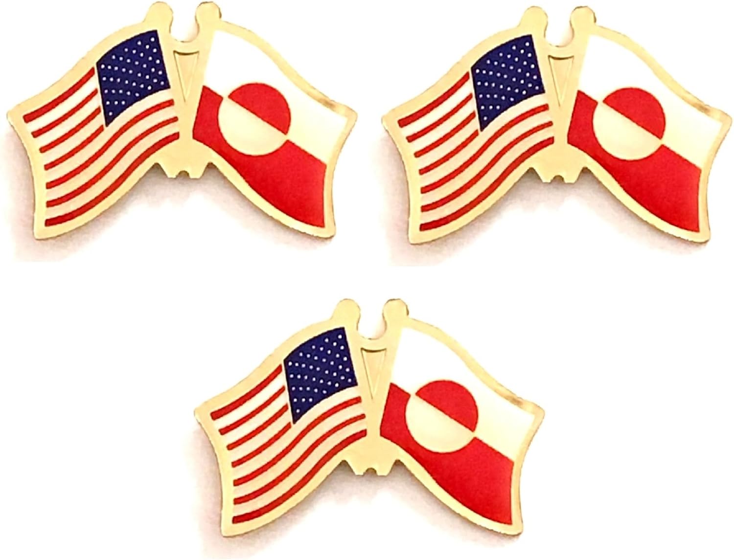 3 National Country Flag Crossed Enamel Flag Pins Pack of 3 Friendship Double Flags