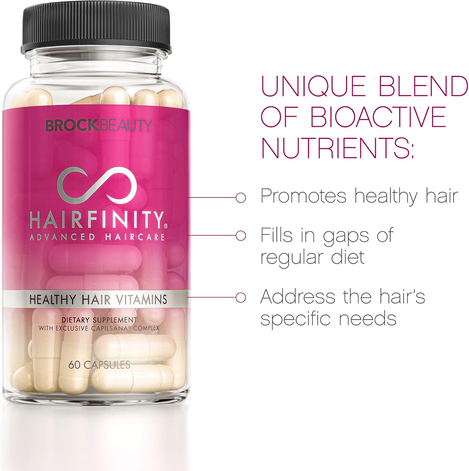 Hairfinity Hair Vitamins - Scientifically Formulated with Biotin, Amino Acids, and a Vitamin Supplement that Helps Support Hair Growth - Vegan - 60 Veggie Capsules (1 Month Supply)