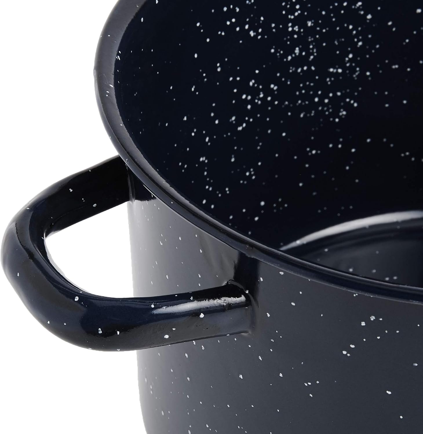 IMUSA USA C20666-1062810W Speckled Enamel Stock Pot with Lid, 4 Quart, Blue | Speckled Enamel Finish, Durable Steel Construction, Ideal for Soups and Stews, Great for Everyday Family Meals