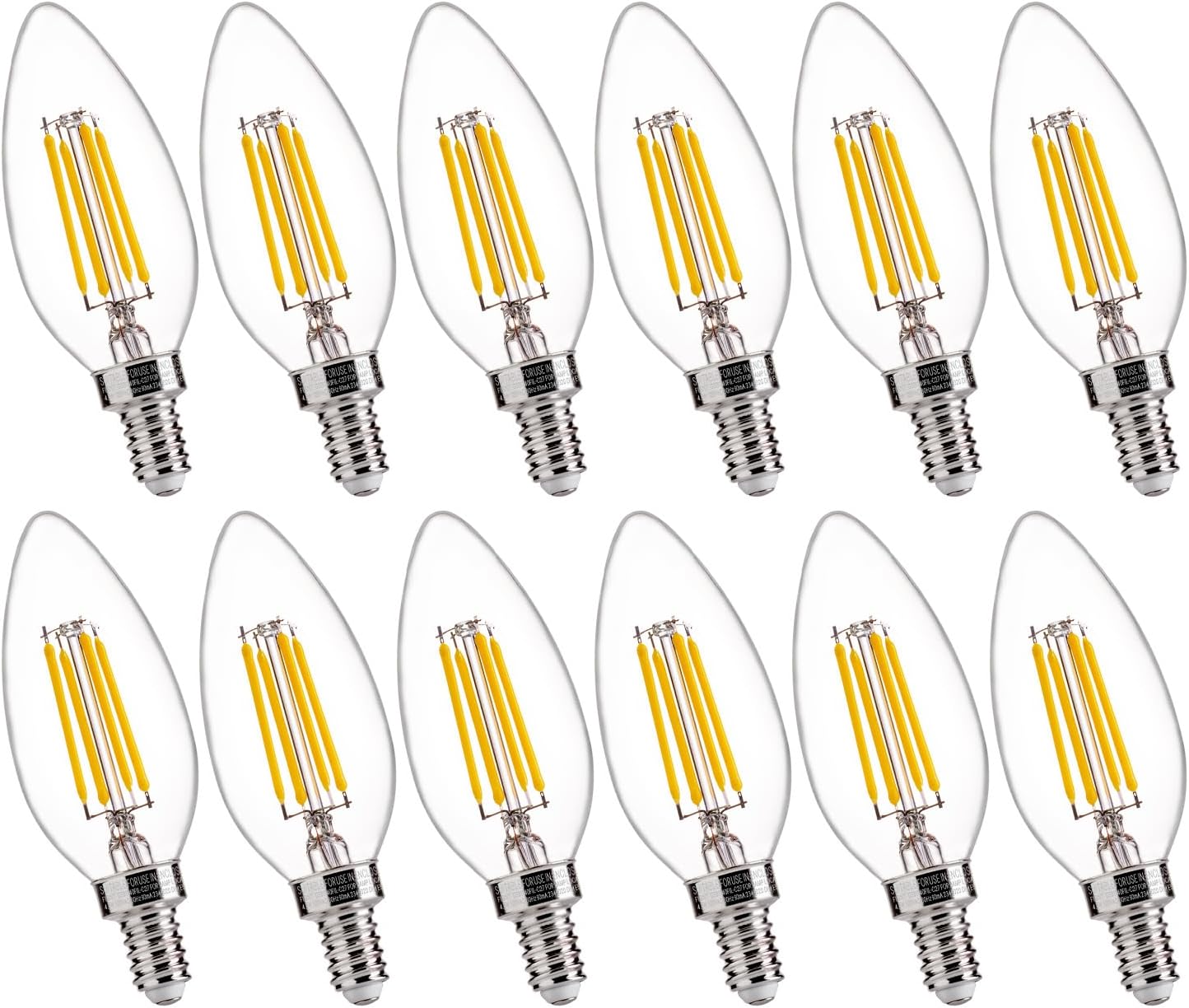 60W Equivalent LED Chandelier Light Bulbs, Dimmable, E12 Base, Clear B11 LED Filament Candelabra Bulbs, 2700K Soft White, 6 Pack