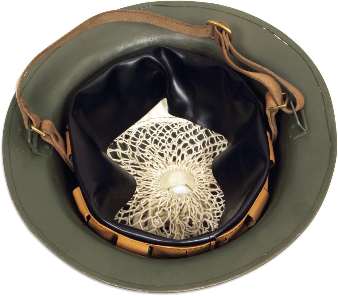 WWI Doughboy Helmet Replica – 18 Gauge Steel M1917 U.S. Army Helmet with Adjustable Canvas Liner Historical Collectible reenactors Display