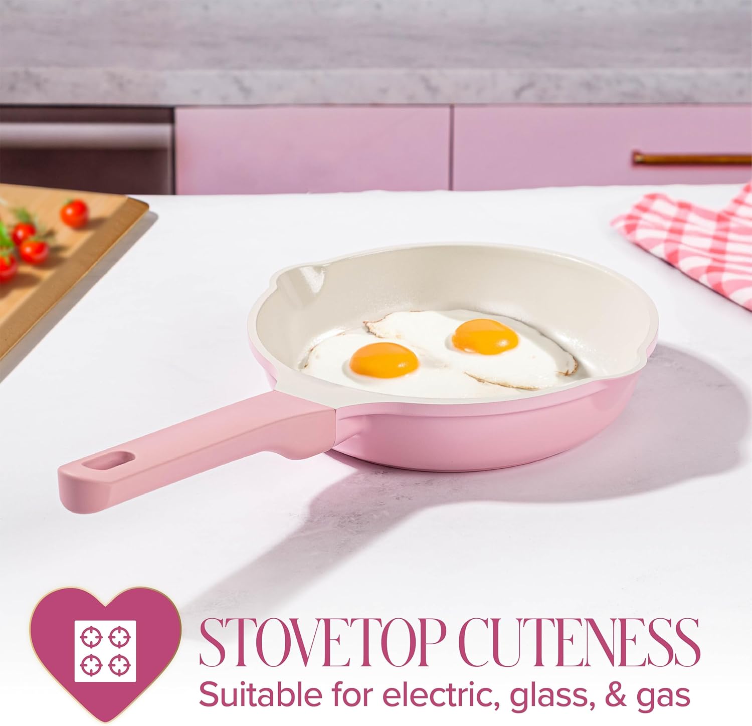 Paris Hilton Cast Aluminum Dutch Oven with Lid, Ceramic Nonstick Coating Made Without PFAS, PFOA, PFOS & PTFE, Heart Knob, 4.3-Quart, Pink