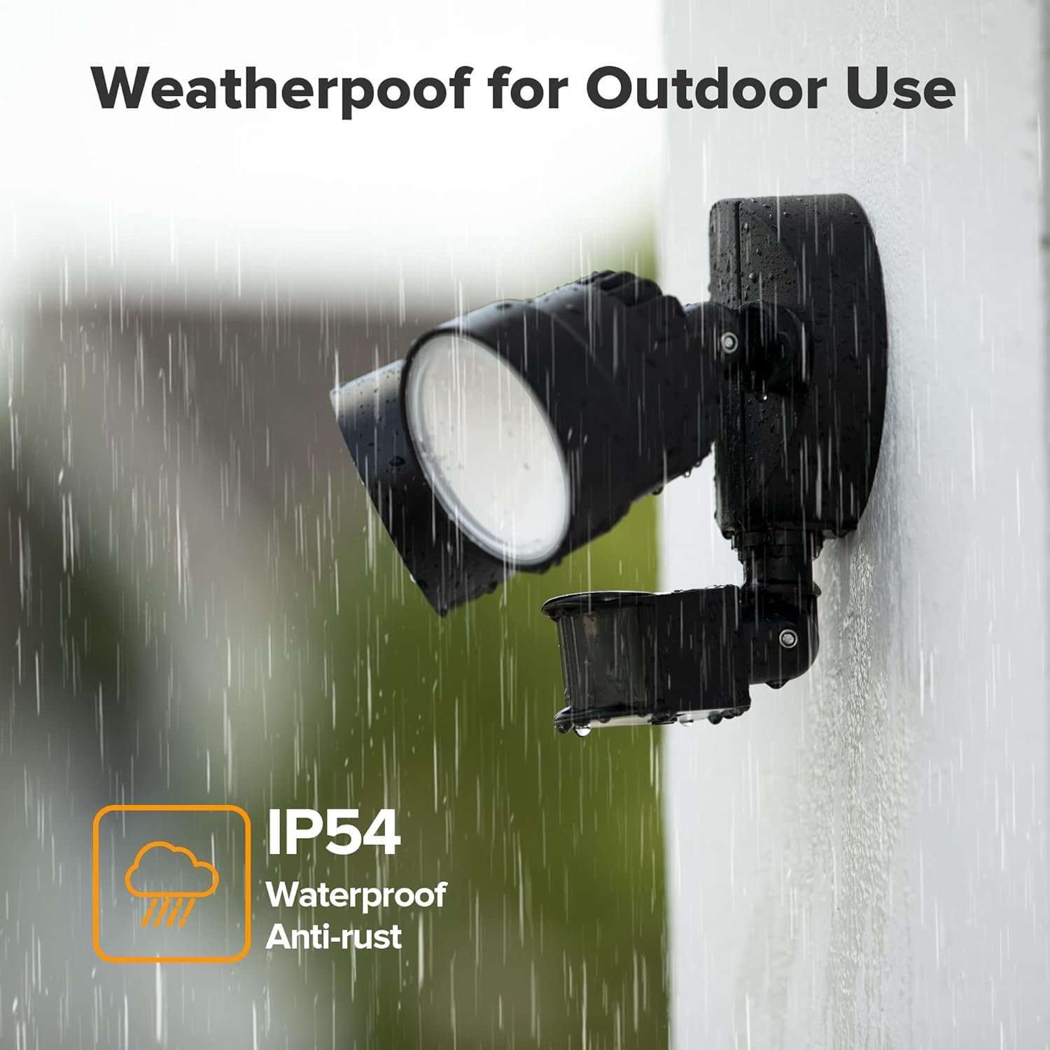 LUTEC Shrimp P6221B-PIR24 2000 Lumen 18 Watt 26 LED Motion Activated Integrated Dual-Head Floodlight Outdoor, IP54 Waterproof Exterior Security Wall Light for Patio, Garden, Yard-Black
